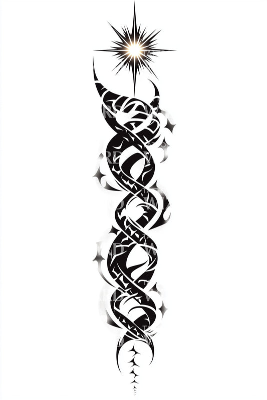 Celestial Serpent Helix Tattoo Design