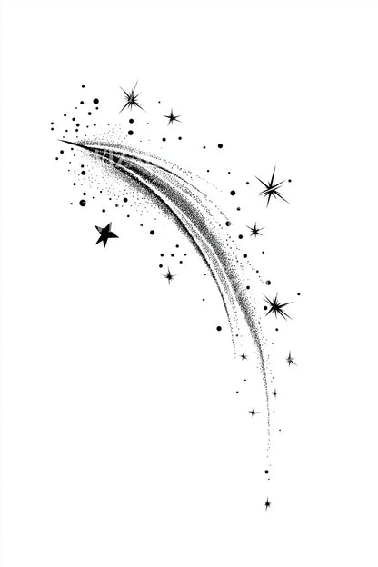 Diseño de tatuaje de estrella fugaz celestial