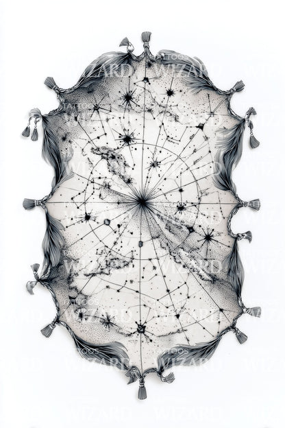 Celestial Star Map Tattoo Design