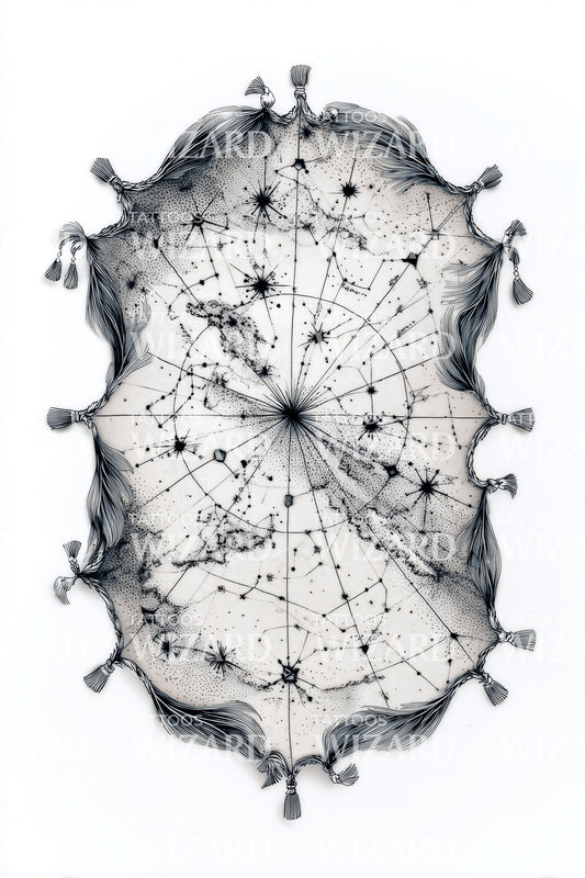 Celestial Star Map Tattoo Design