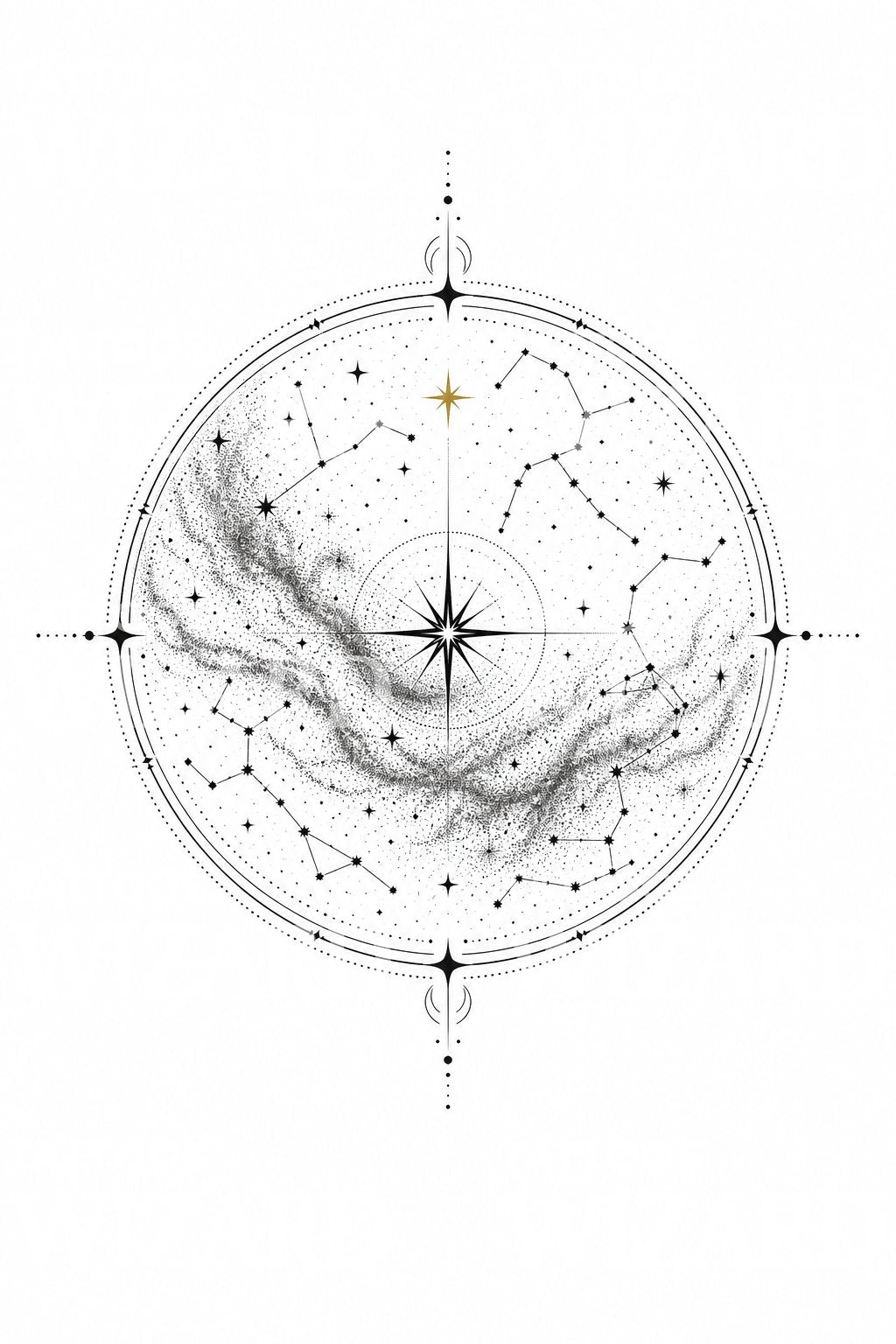 Celestial Star Map Tattoo Design