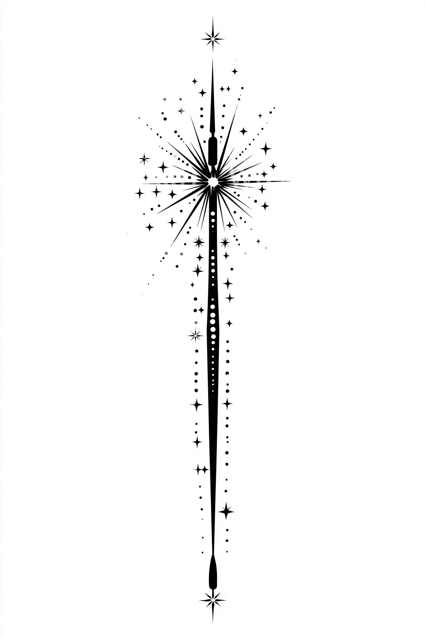 Celestial Star Wand Tattoo Design