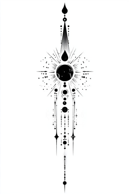 Celestial Totem Alignment Tattoo Design