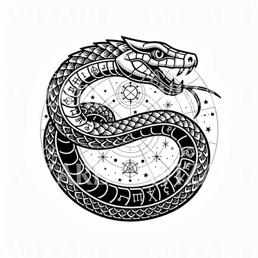 Niebiański wąż zodiaku projekt tatuażu