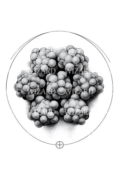 Cell Cluster Orbit Tattoo Design