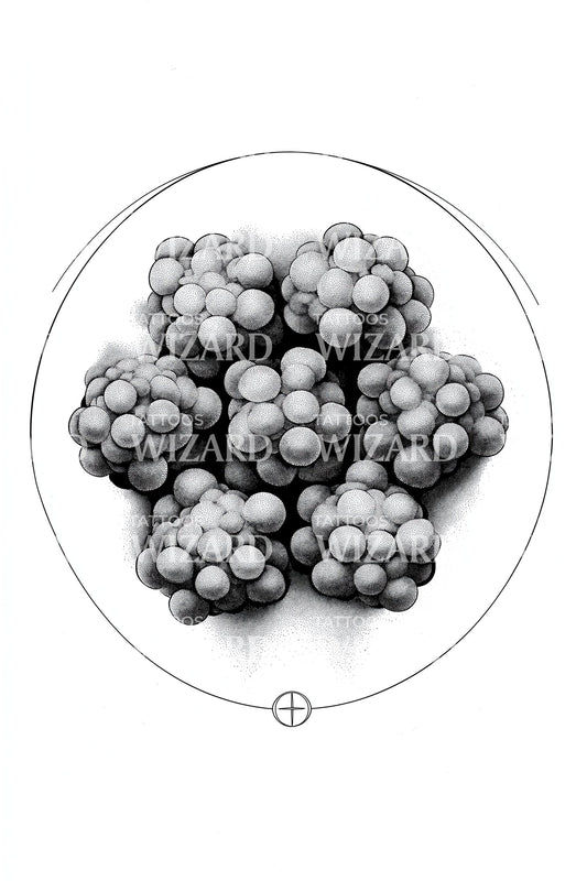Cell Cluster Orbit Tattoo Design