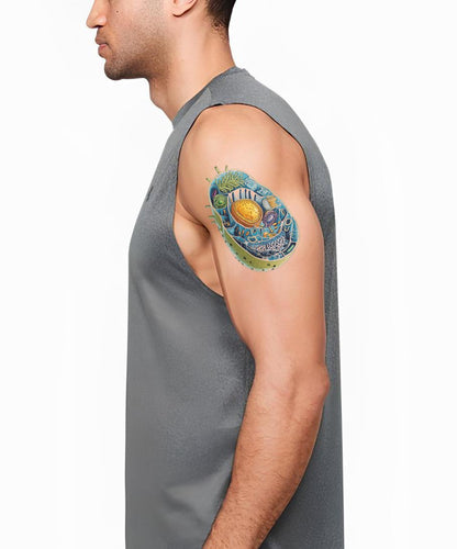 Teal Organelle Cell Tattoo Illustration