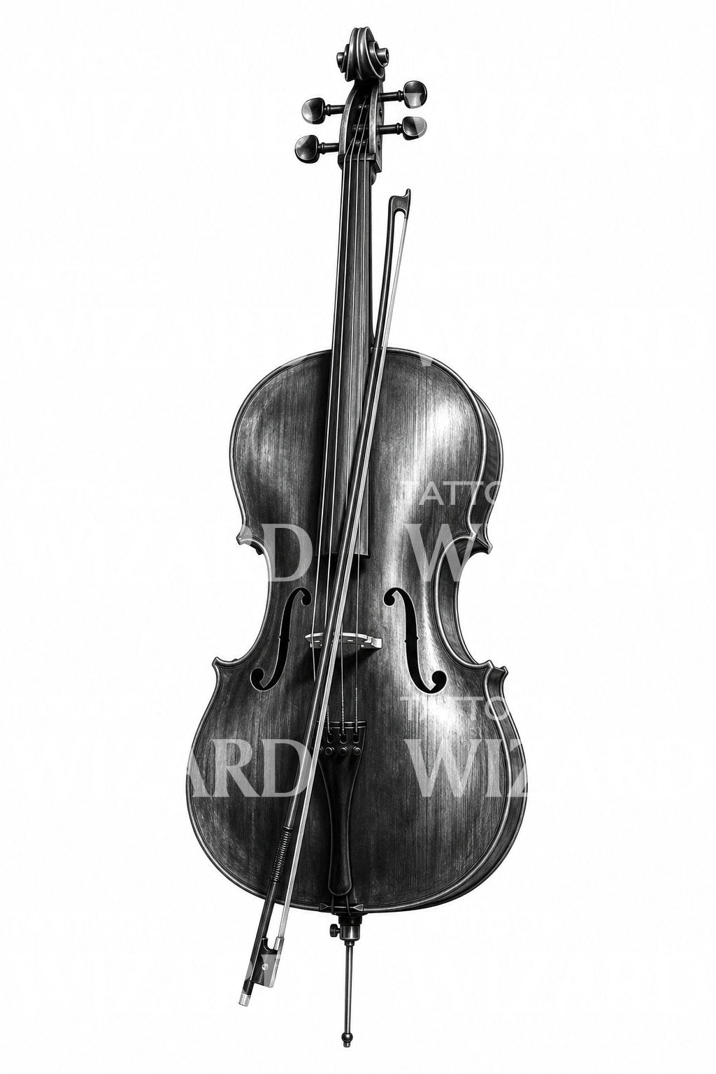 Dessin de tatouage de violoncelle