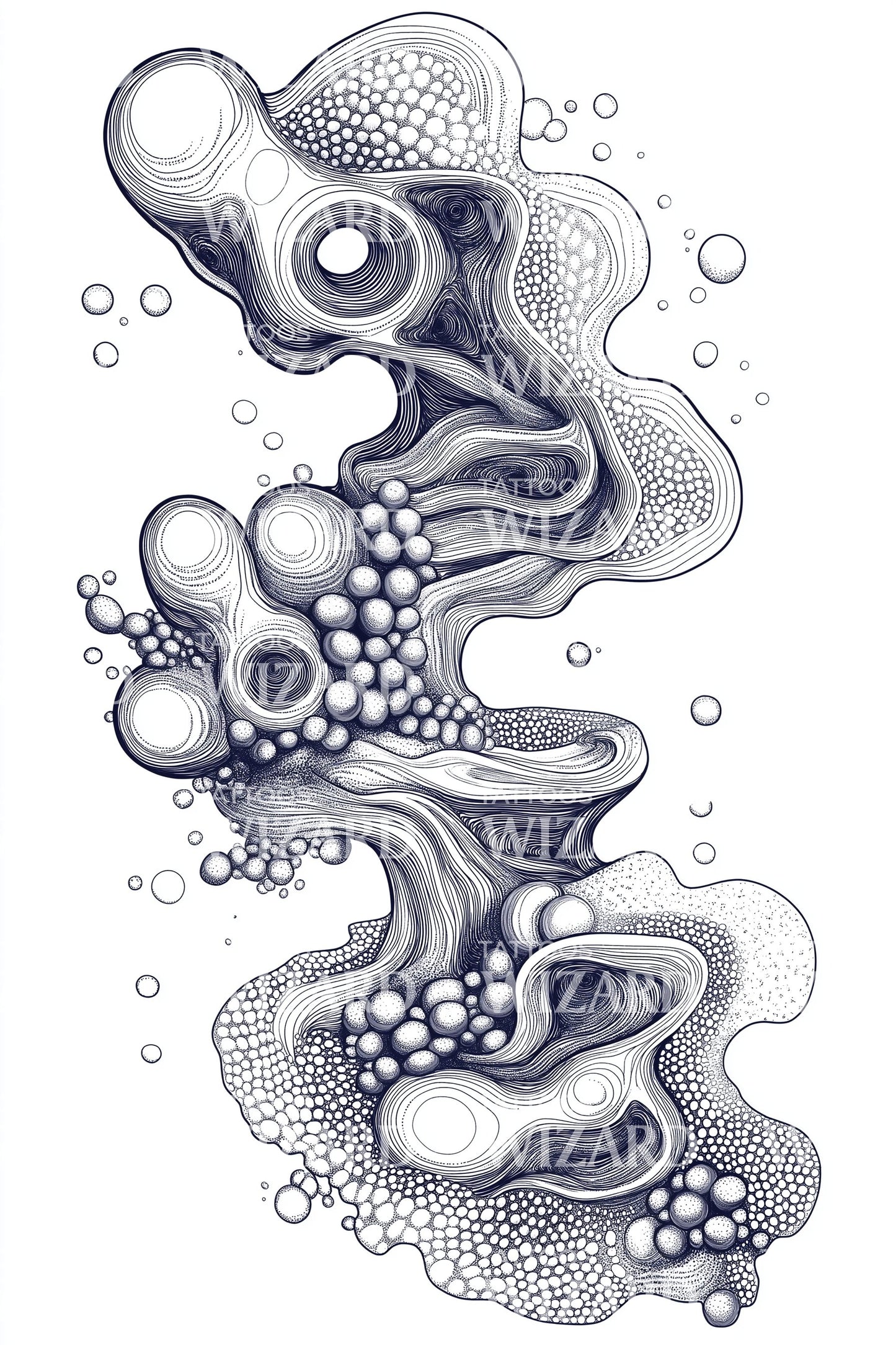 Cellular Bubble Flow Tattoo Design