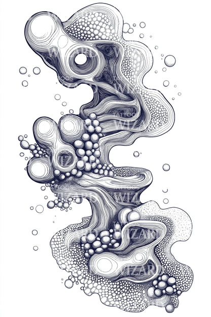 Cellular Bubble Flow Tattoo Design