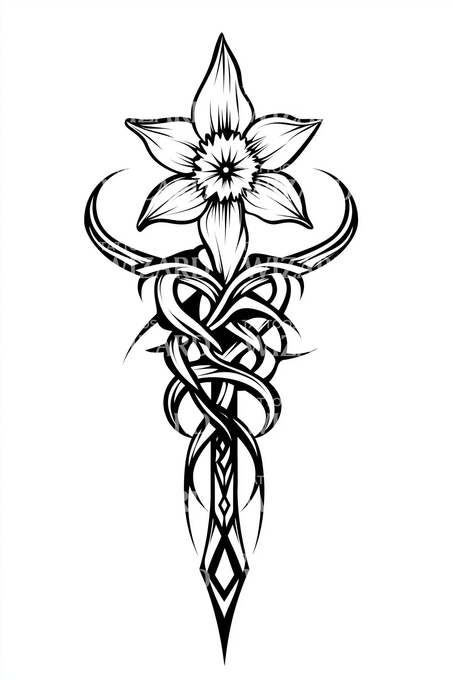 Diseño de tatuaje nudo flor celta