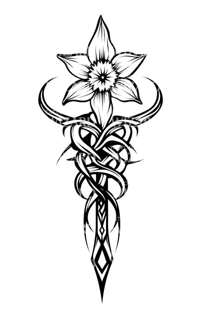 Design del tatuaggio nodo fiore celtico