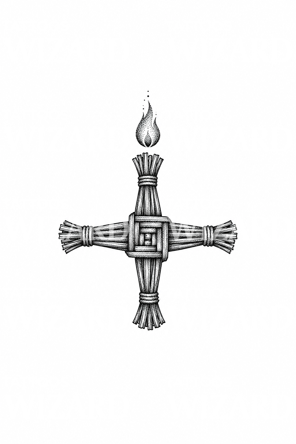 Celtic Brigid's Cross of Rushes with Flame Tattoo