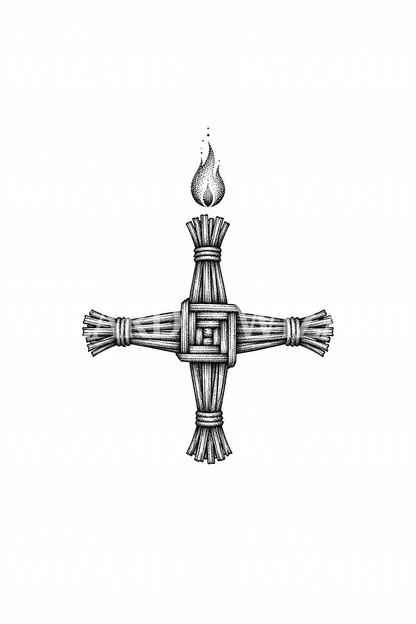 Celtic Brigid's Cross of Rushes with Flame Tattoo