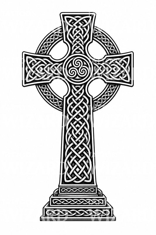 Design de tatouage croix celtique à entrelacs