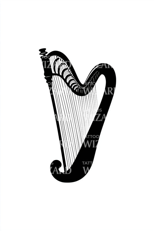 Design del tatuaggio silhouette arpa celtica