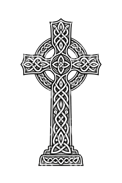 Celtic High Cross Knotwork Tattoo Design