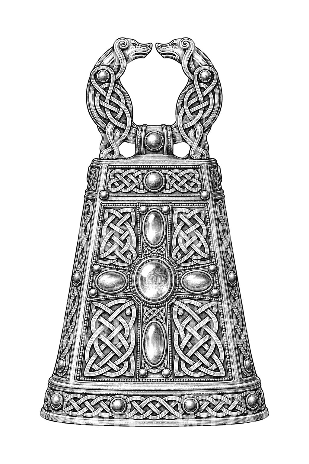 Kelt interlace bell shrine tattoo illustration