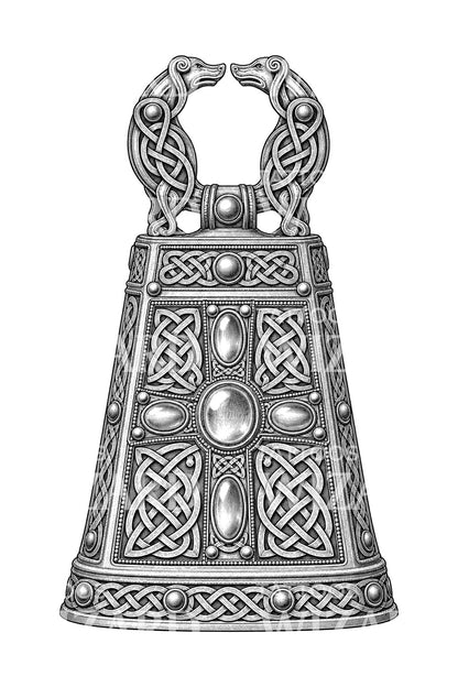 Kelt interlace bell shrine tattoo illustration