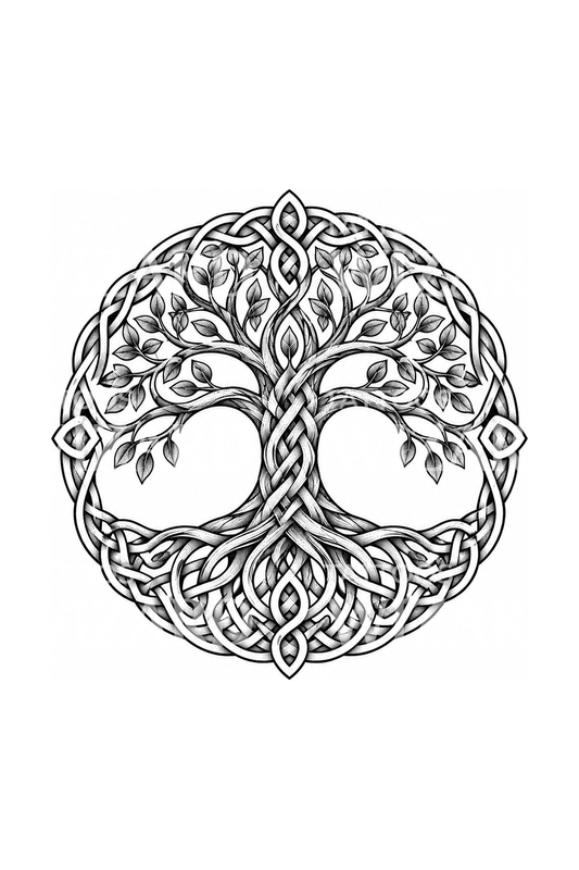 Celtic Knotwork Tree of Life Dotwork Tattoo Design