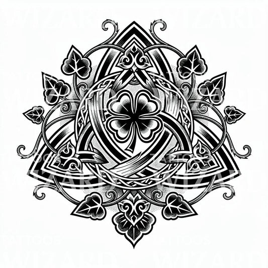 Disegno tattoo celtico con nodo a trifoglio