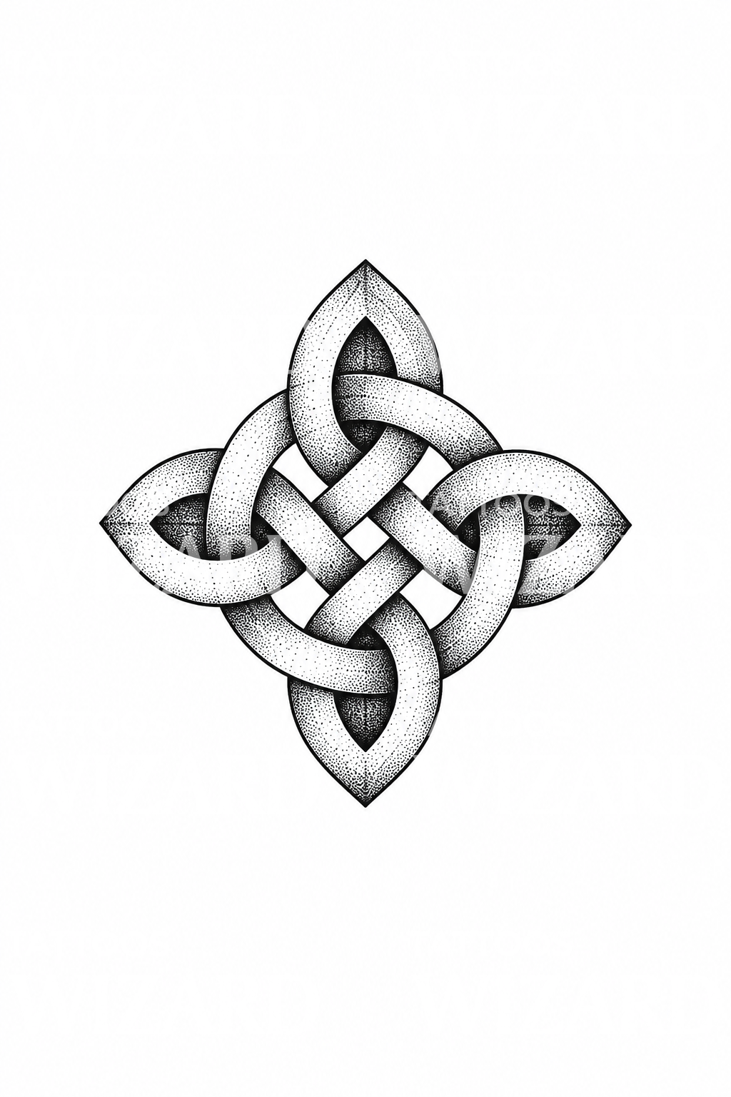 Tatuaggio dotwork del nodo scudo celtico
