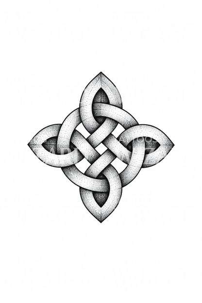 Tatuaggio dotwork del nodo scudo celtico