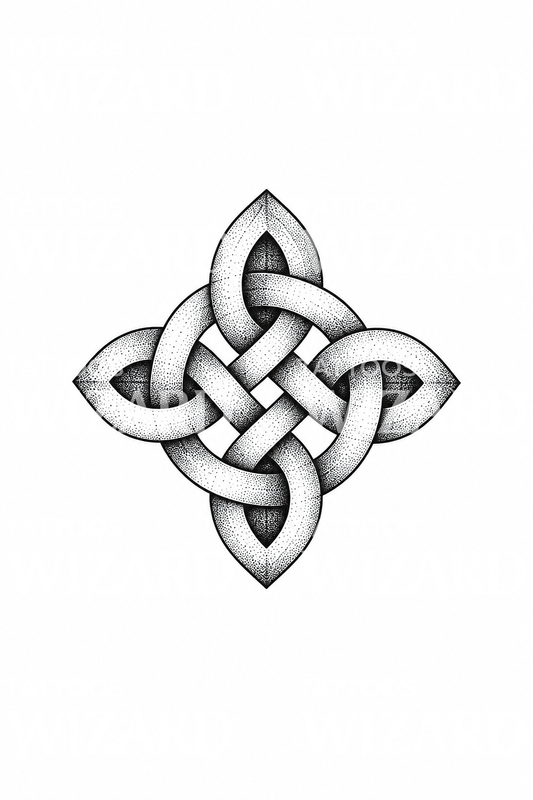 Celtycki węzeł tarczy, tatuaż dotwork