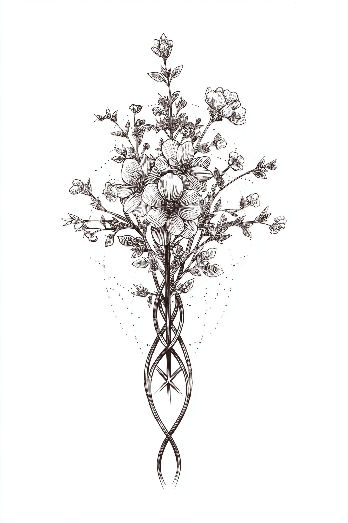 Celtic Stem Bouquet Tattoo Design