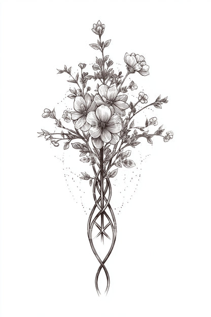 Celtic Stem Bouquet Tattoo Design