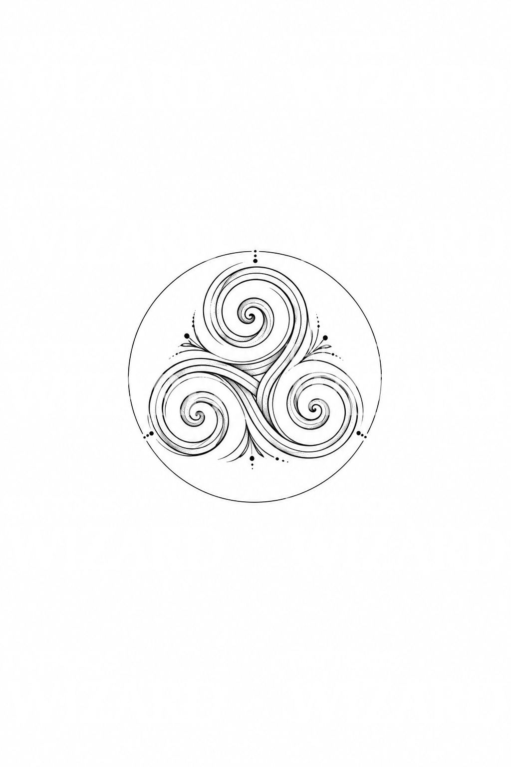 Keltisk triskele-spiral tatoveringsidé i fine line