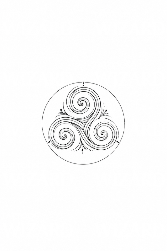 Keltisk triskele-spiral tatoveringsidé i fine line