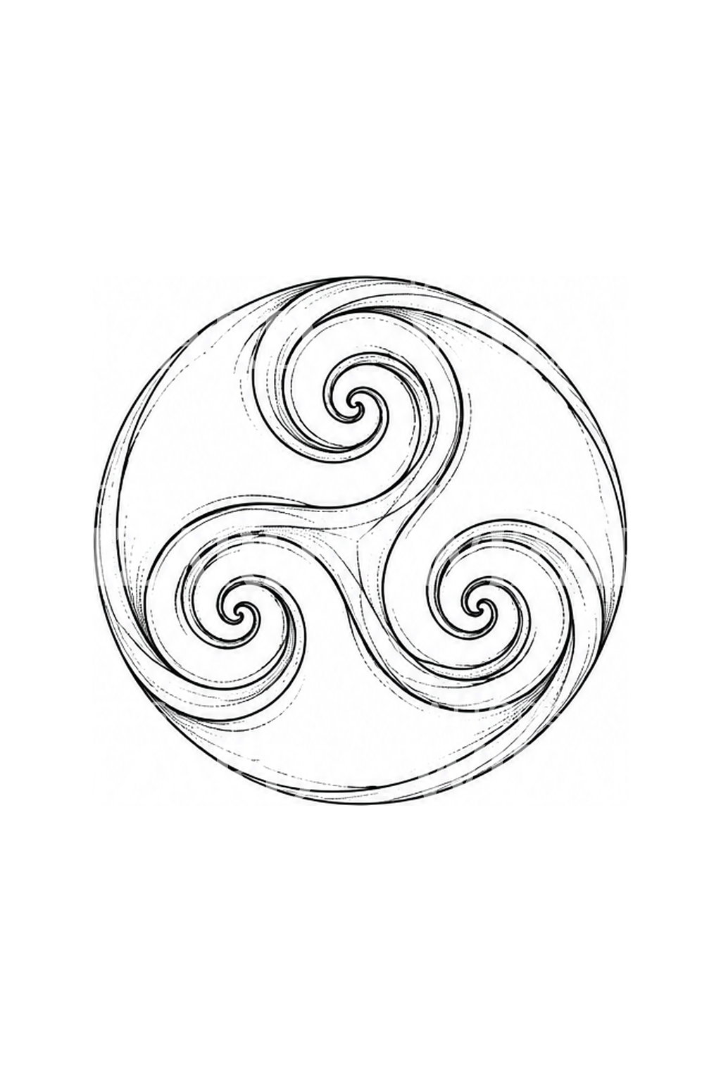 Celtic Triskele Spiral Fine Line Tattoo