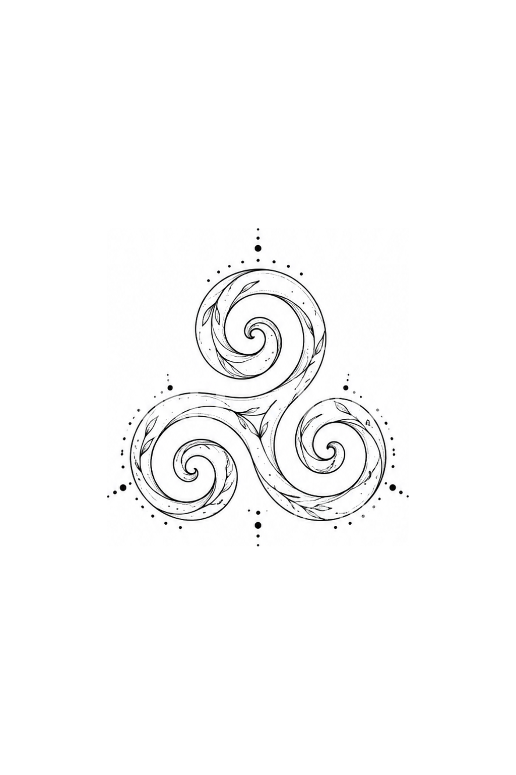 Tatuaje celta trisquel de triple espiral en línea fina