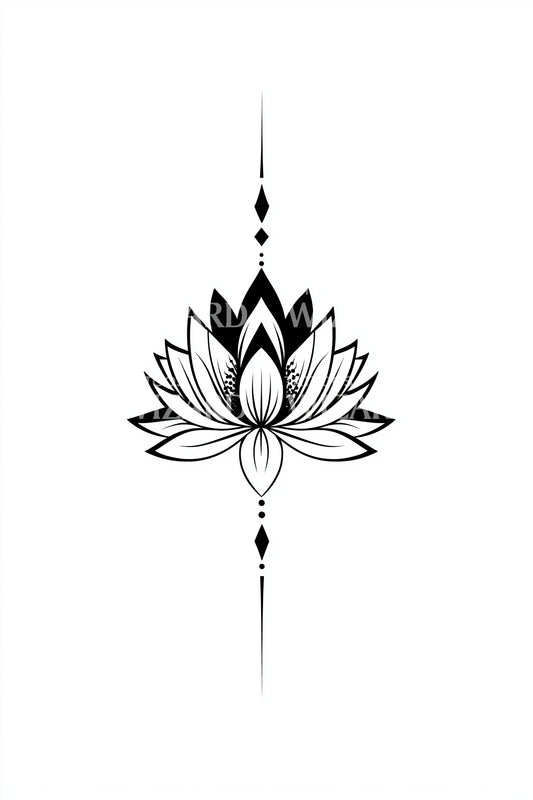 Gecentreerd Lotus Balans Tatoeage Ontwerp