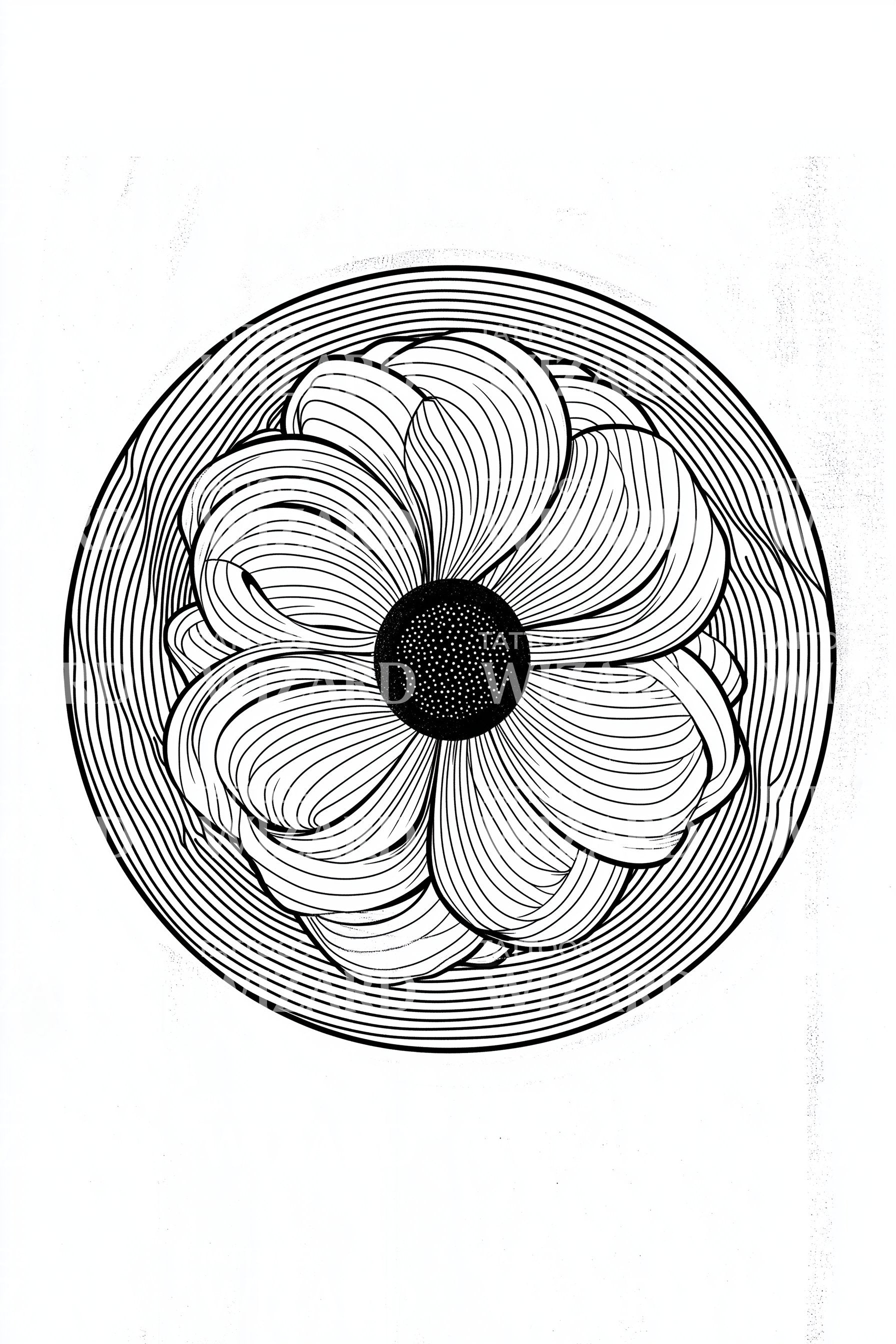 Centered Spiro Bloom Tattoo Design – Tattoos Wizard Designs