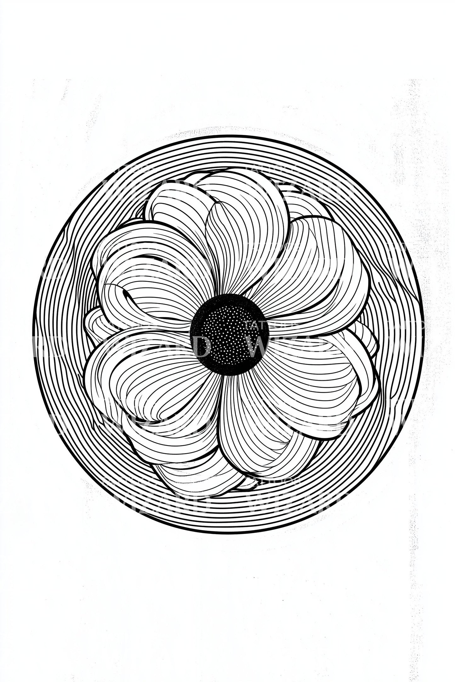 Desenho de Tatuagem Spiro Bloom Centralizado