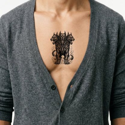 Cerberus Hellhound Tattoo Illustration