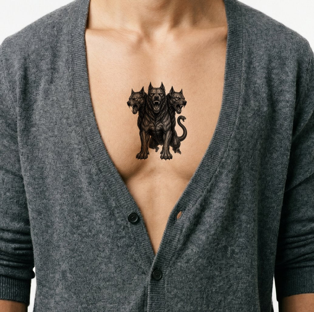 Cerberus Three Headed Hound Tattoo Design