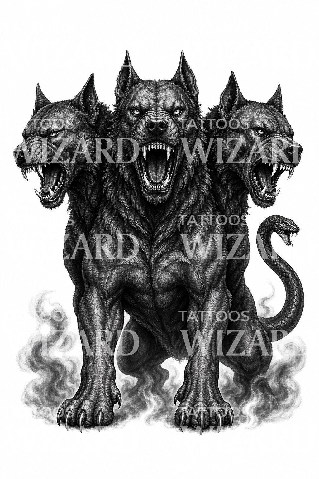 Cerberus Three Headed Hound Tattoo Design
