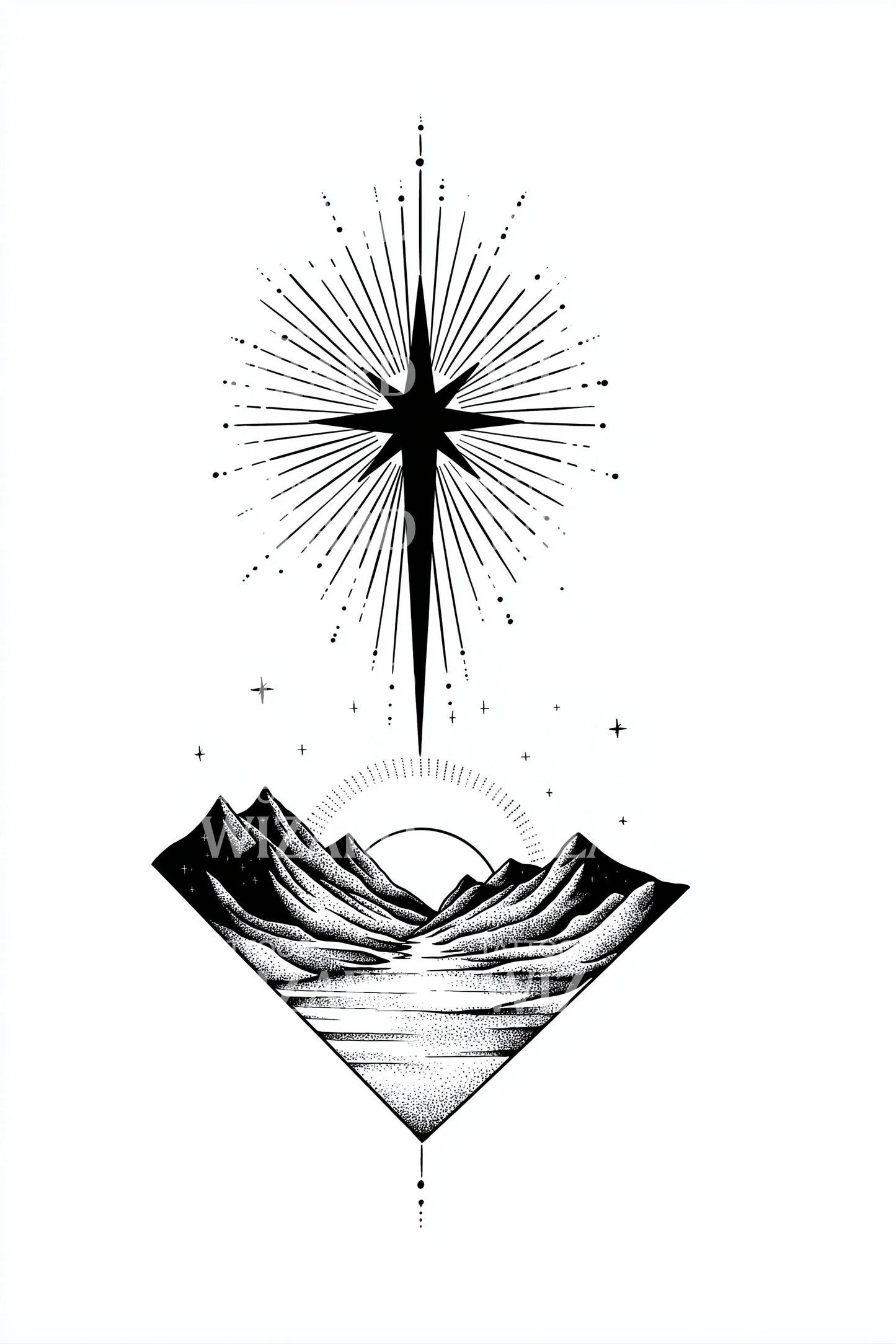 Chalice Mountain Starburst Tattoo Illustration
