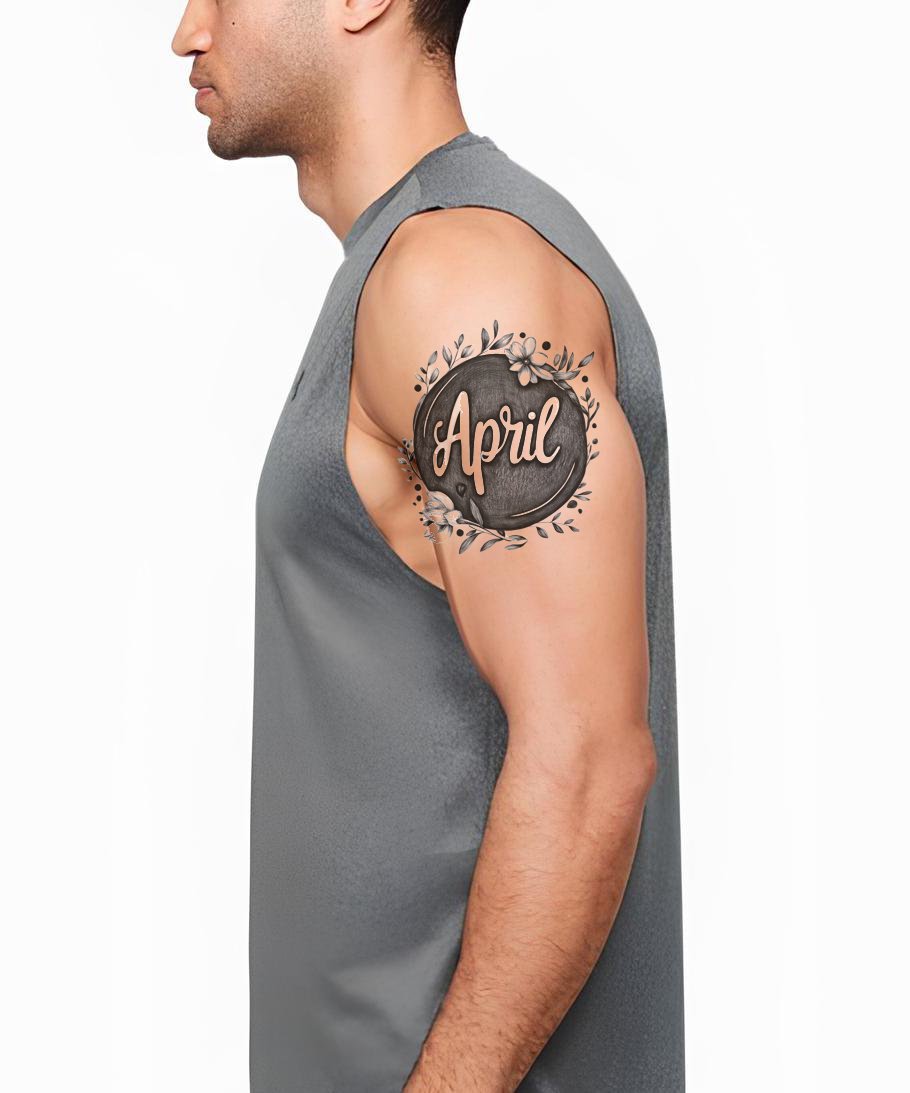 April Chalkboard Script Cameo Tattoo Design