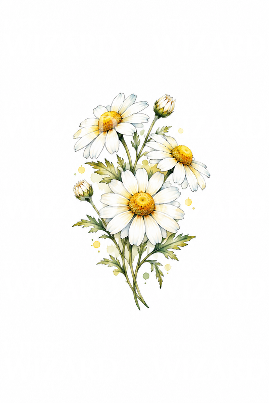 Aquarel-tatoeageontwerp met kamillebloemen