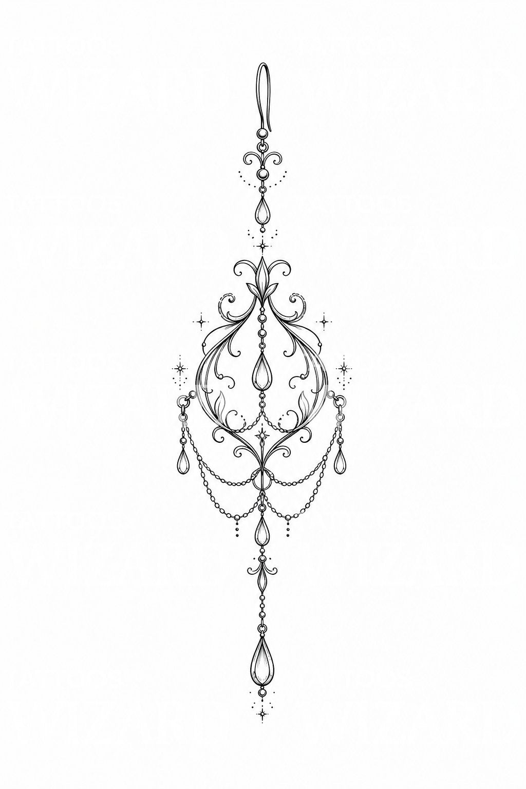 Chandelier Earring Tattoo Design