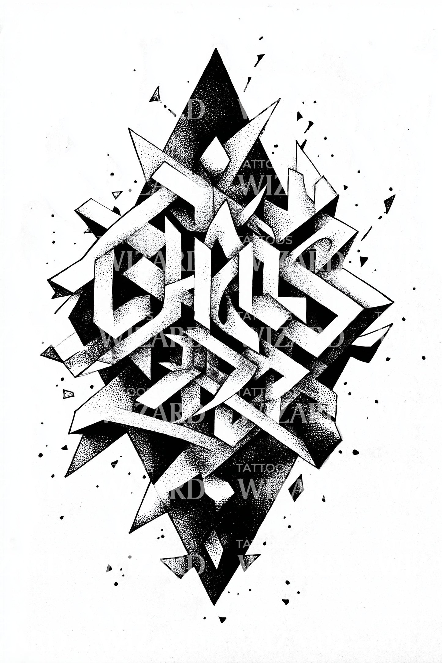 Chaos Geometric Burst Tattoo Design