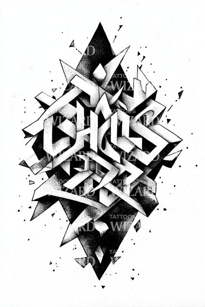 Chaos Geometric Burst Tattoo Design