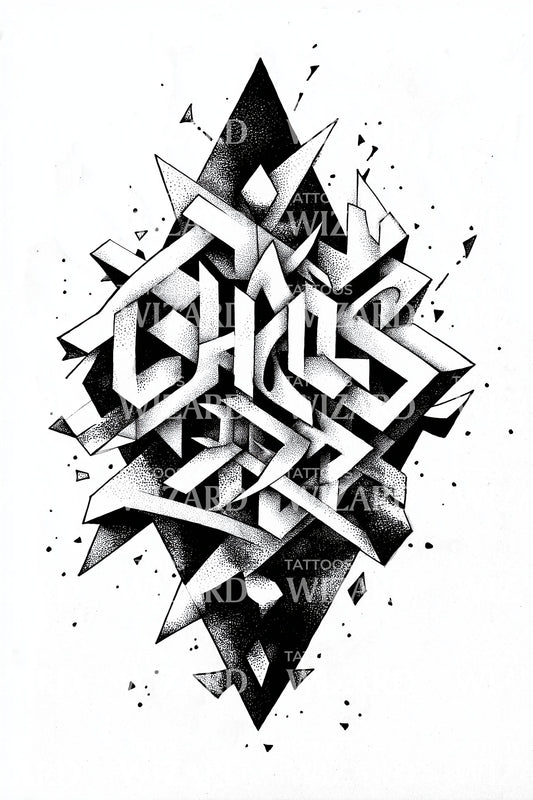 Chaos Geometric Burst Tattoo Design