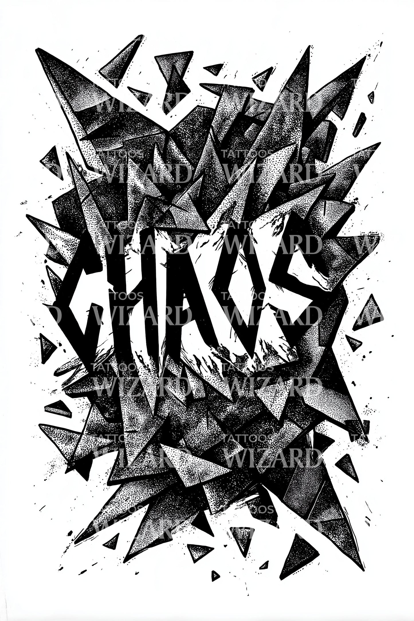 Chaos Shattered Geometry Tattoo Design