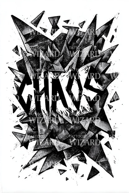 Chaos Shattered Geometry Tattoo Design