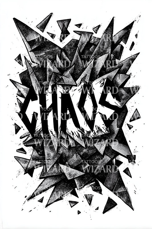 Chaos Shattered Geometry Tattoo Design